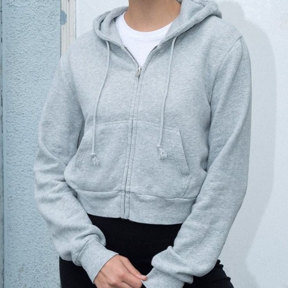 Brandy Melville Tops - Brandy Melville Grey Crystal Hoodie
